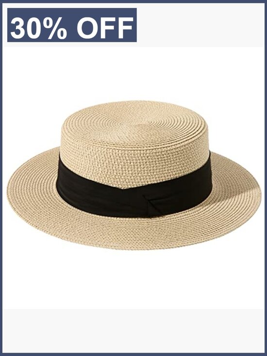 Wide Brim Straw Boater Hat Foldable Packable Sun Hat main image 4